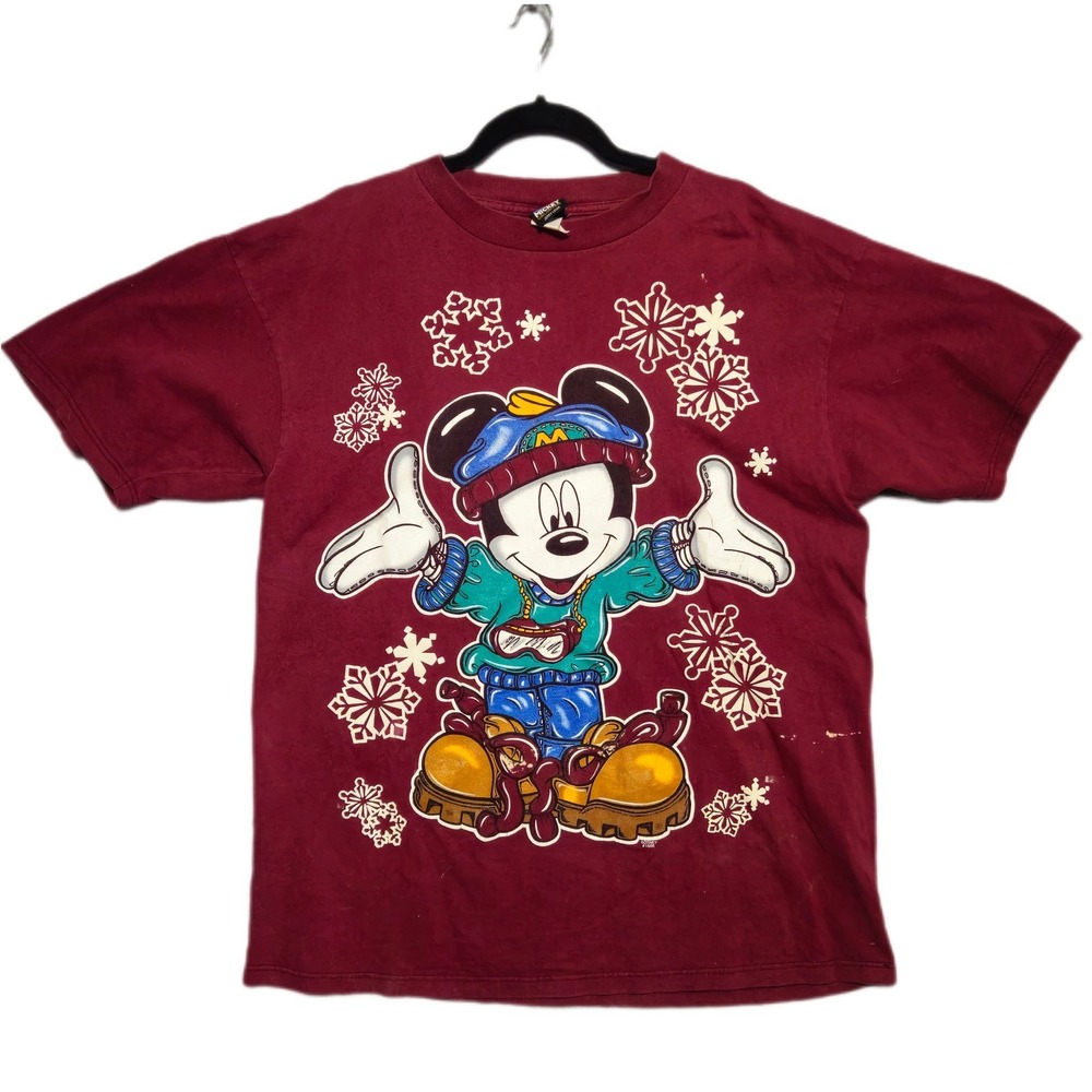 VINTAGE MICKEY UNLIMITED Disney Mickey Mouse‎ T Shirt Burgundy JERRY LEIGH 90s